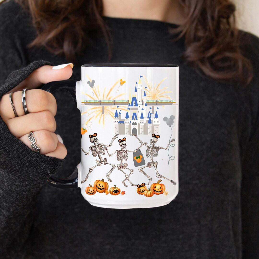 Disney Inspired Mug, Halloween Skeleton Mug, Disneys Magic Kingdom Mug