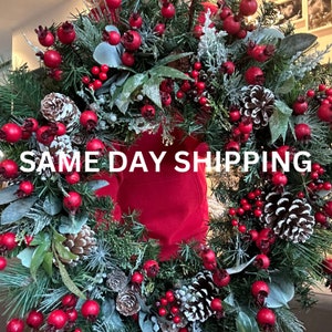 Holiday Christmas Wreath Artificial, Home Decor, Holiday Decorating, Interior Exterior Holiday Decor,Front Door Custom Christmas Wreath