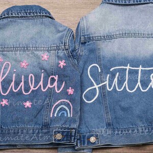 Benutzerdefinierte Jeansjacke: Personalisierte Jacke mit Namen für Kleinkinder und Babys für einzigartige individuelle Babykleidung, ideales Geschenk und Ankündigung zur Babyparty Bild 4