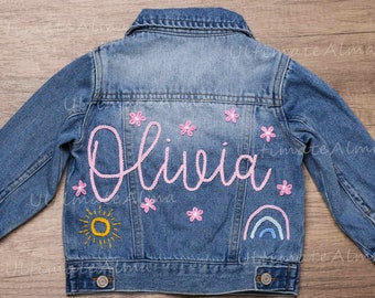 Chaqueta vaquera personalizada: Chaqueta personalizada con nombre para niños pequeños y bebés para ropa de bebé personalizada única, regalo y anuncio ideal para baby shower