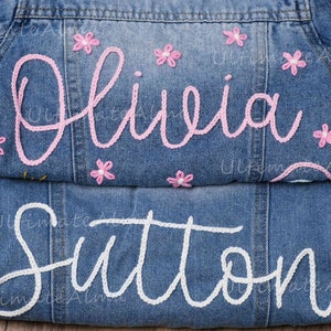 Hand-Embroidered Baby Name Denim Jacket: Personalized Baby Announcement and Shower Gift, Custom Toddler Jean Jacket for Kids image 4