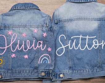 Giacca di jeans personalizzata: giacca personalizzata con nome per bambino e neonato per abiti unici e personalizzati per neonati, regalo ideale per baby shower e annuncio