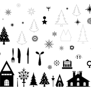 Christmas Tree Silhouette Set: Black Holiday Clip Art (SVG, PNG, PDF)