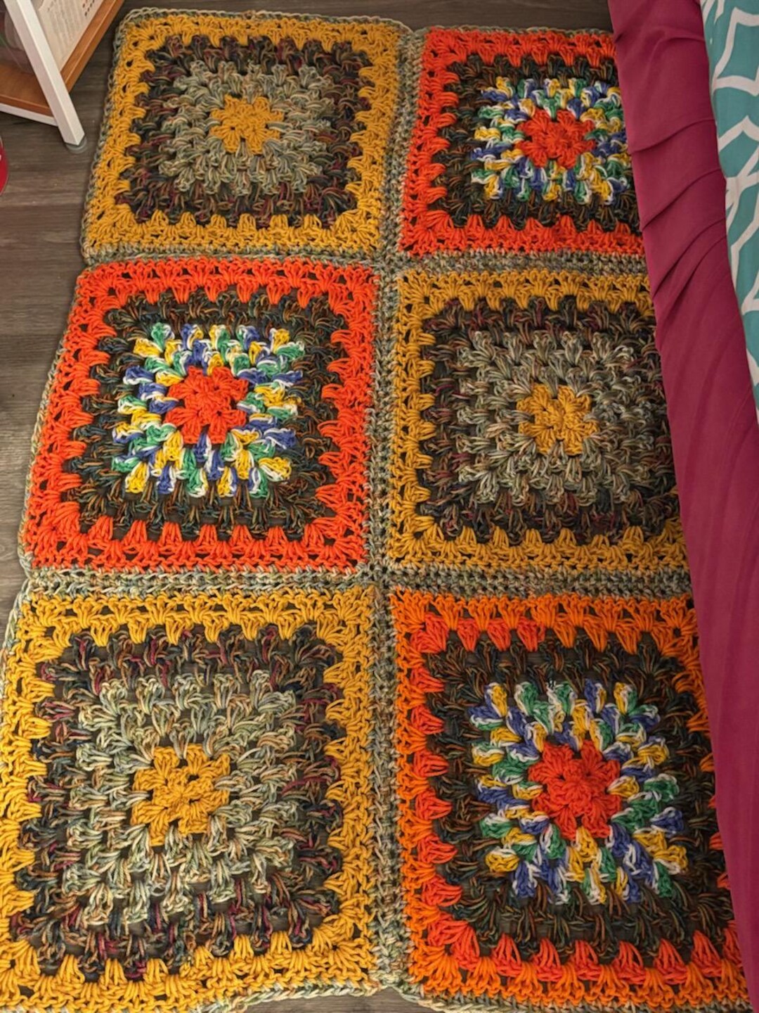Granny Square Style Rag Rug Granny Square Rug - Etsy Australia