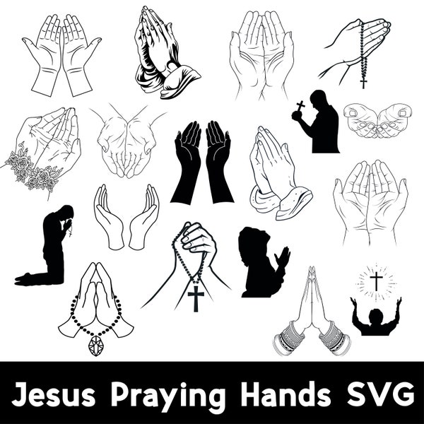 Jesus Praying Hands SVG Design, PNG DXF, Great for T-Shirts, Hats, Stickers, Decals, Scrapbooks and more,Vinyl Cutting File digital download