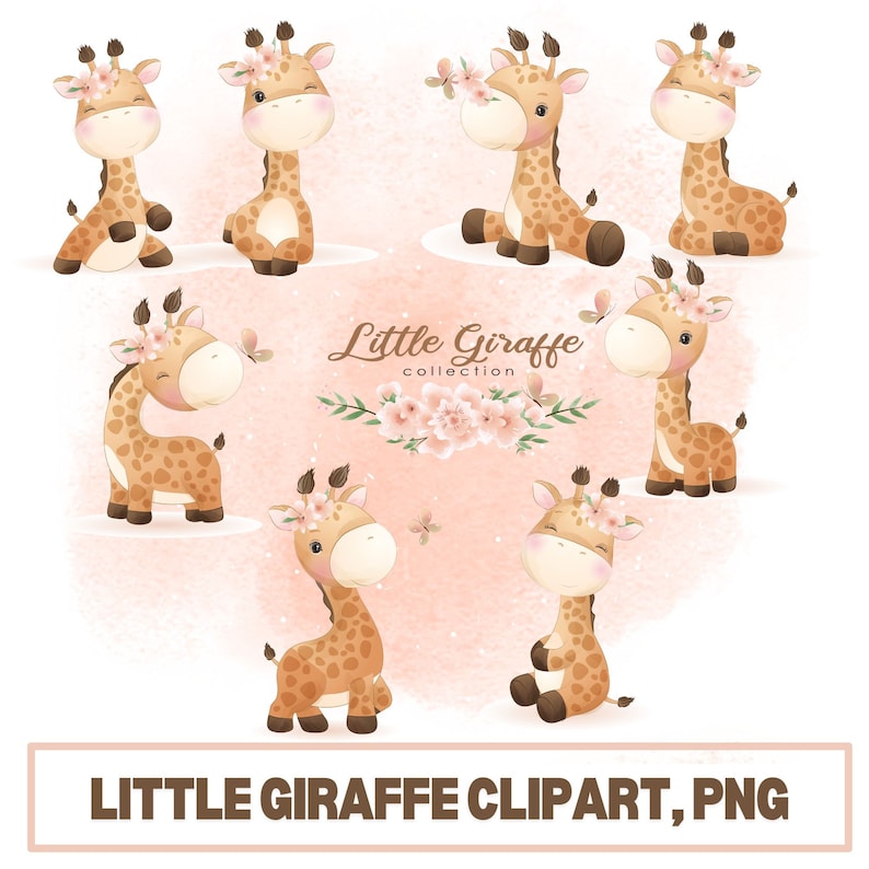 Cartoon Giraffe Clipart, Baby Giraffe, Safari Animal Png, Printable