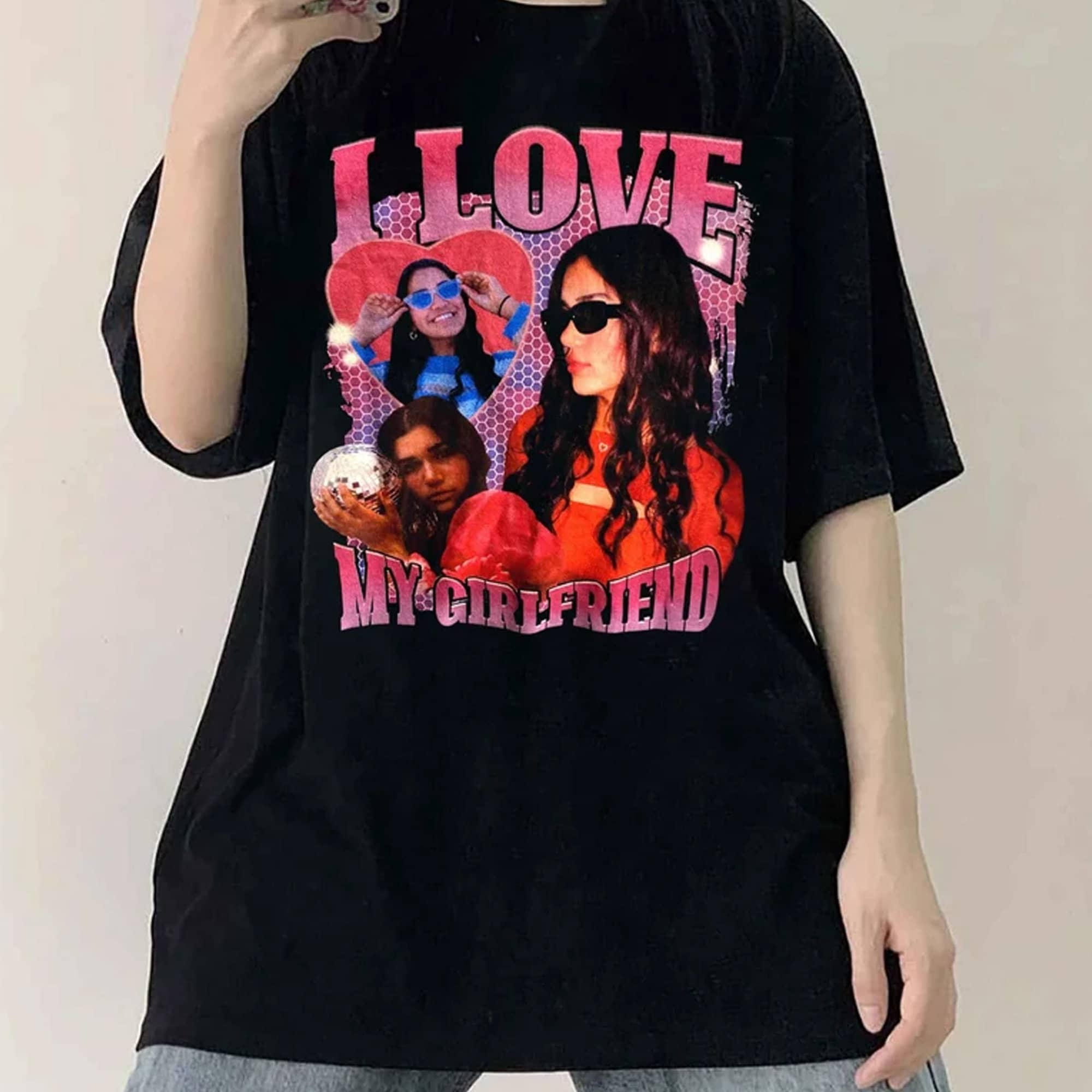 Discover Amo la mia ragazza Maglietta fotografica personalizzata, Camicia bootleg personalizzata