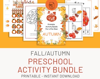 Fall Activity Pack For Preschool And Kindergarten | Preschool Worksheets | Toddler Learning Printable | Fall Activity For Kids