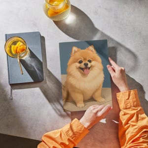 Fluffy Pomeranian Dog Digital Print, Cute Puppy Wall Art, Printable Pet Portrait, Pom Dog Illustration, Instant Download Artwork