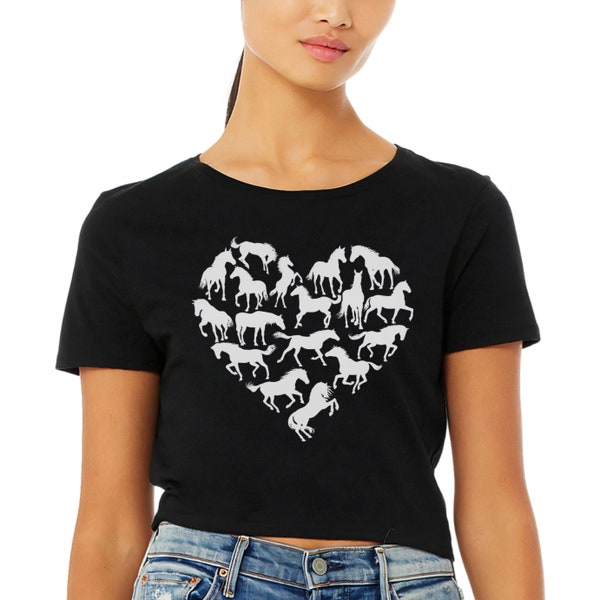 Horses Heart Cropped T-Shirt - Equestrian Stuff - Horse Owner Gift Ideas