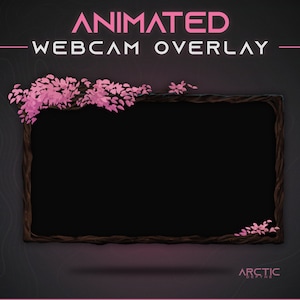 Blossom Webcam Overlay - Animated - Sakura Twitch Overlay, Cherry blossom stream theme, Anime