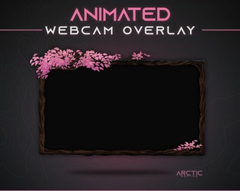 Blossom Webcam Overlay - Animated - Sakura Twitch Overlay, Cherry blossom stream theme, Anime
