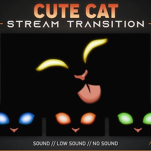 CAT Stream Transition - Kitten Lick - Cat Twitch alert, Cute animation, Vtuber decor