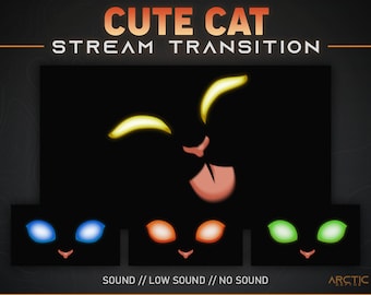 CAT Stream Transition - Kitten Lick - Cat Twitch alert, Cute animation, Vtuber decor