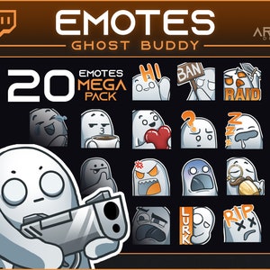 Ghost Twitch Emotes - MEGA PACK - Spooky emotes, Halloween twitch badges
