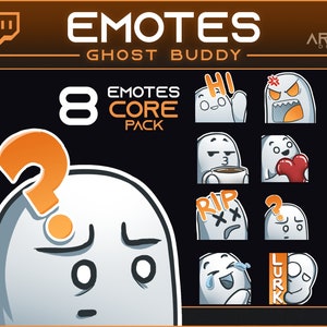 Ghost Twitch Emotes - CORE PACK - Spooky emotes, Halloween twitch badges