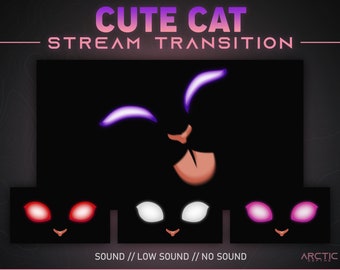 CAT Stream Transition - Kitten Lick - Cat Twitch alert, Cute animation, Vtuber decor