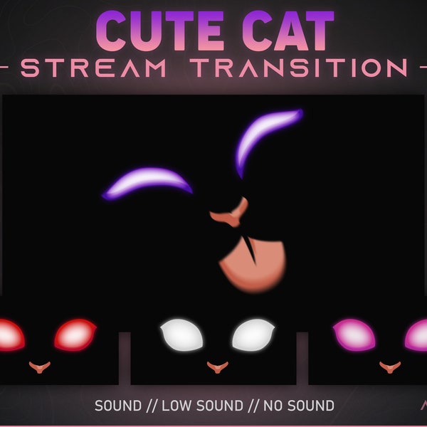 CAT Stream Transition - Kitten Lick - Cat Twitch alert, Cute animation, Vtuber decor