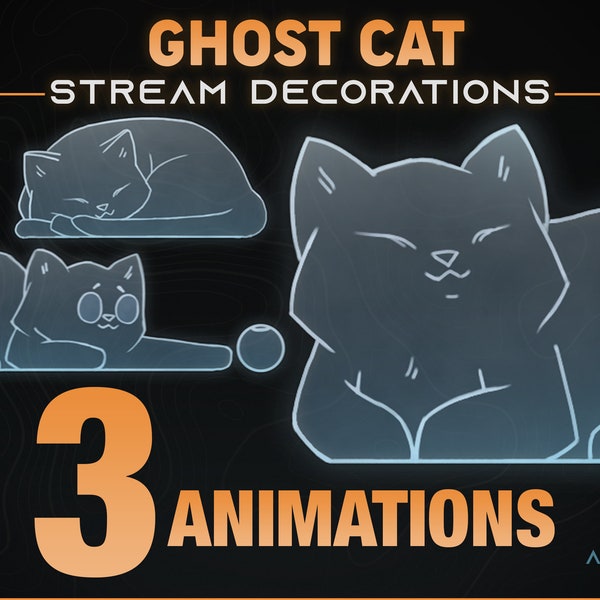 Animierte Stream Dekoration - Geister Katze - Halloween twitch overlay, Katzen dargestellt, süße Dekoration