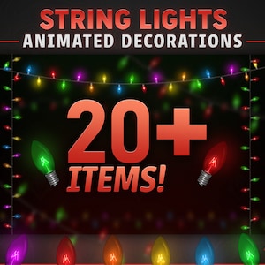 Animated Christmas Lights - String Lights - Stream Decoration, Twitch Theme, Vtuber Decor