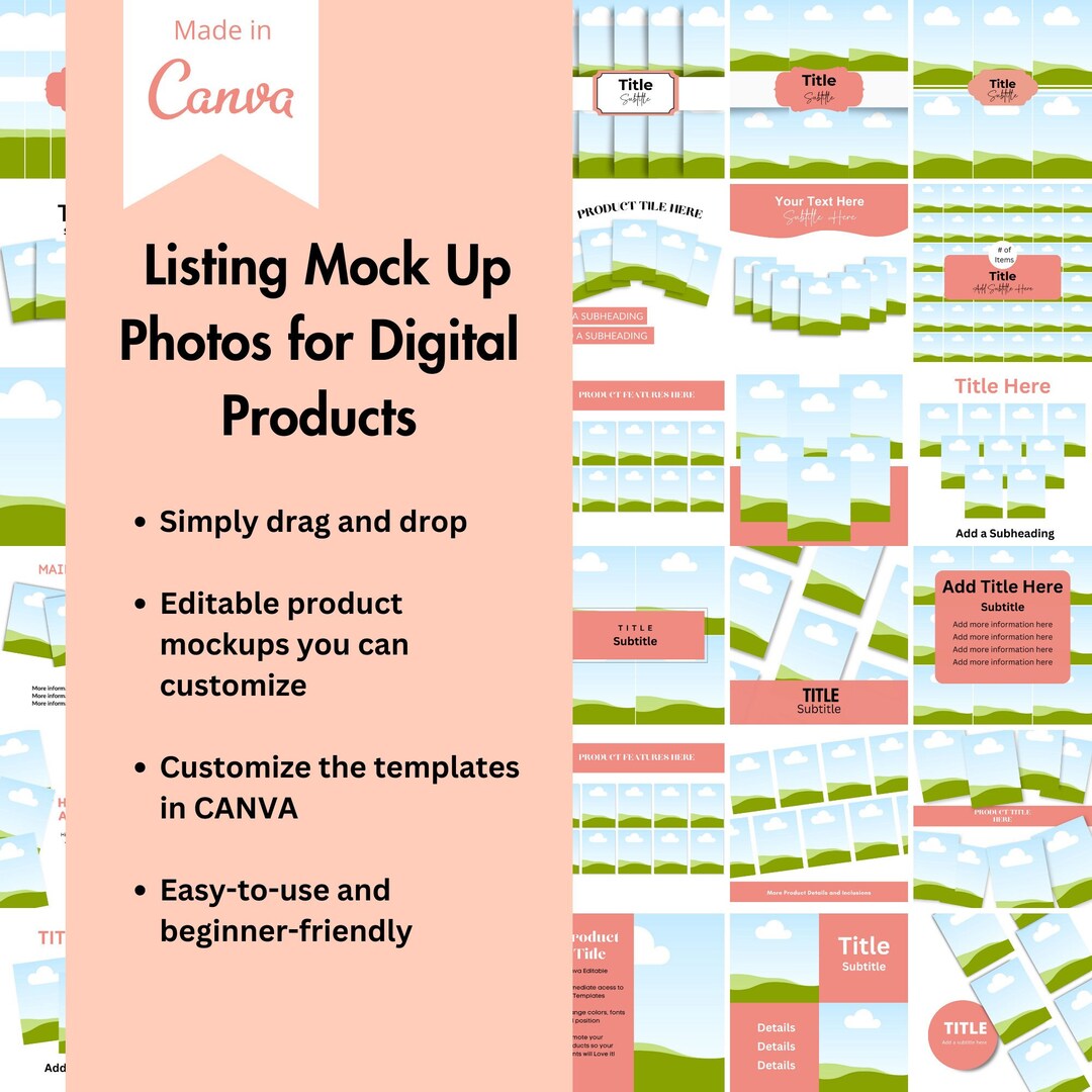 100 Editable Canva Mockup Templates, Etsy Shop Listing Photos Canva ...