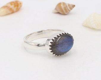 Natural Labradorite Ring, Handmade Silver Ring, 925 Sterling Silver, Dainty Ring, Labradorite Oval Ring, Ring For Women, Wedding Gift Ring