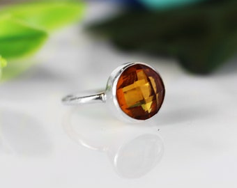 Stunning Citrine Ring, Citrine Silver Ring, Citrine Ring, 925 Silver Ring, Sterling Silver Ring, Citrine Solitaire Ring, anniversary gift