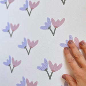 Pink Wall Decal Floral Wall Stickers Nursery Decal Baby Purple Decor Pastel Decal Flower Wall Toddler Girl Bedroom Decor Stickers Baby Room image 7