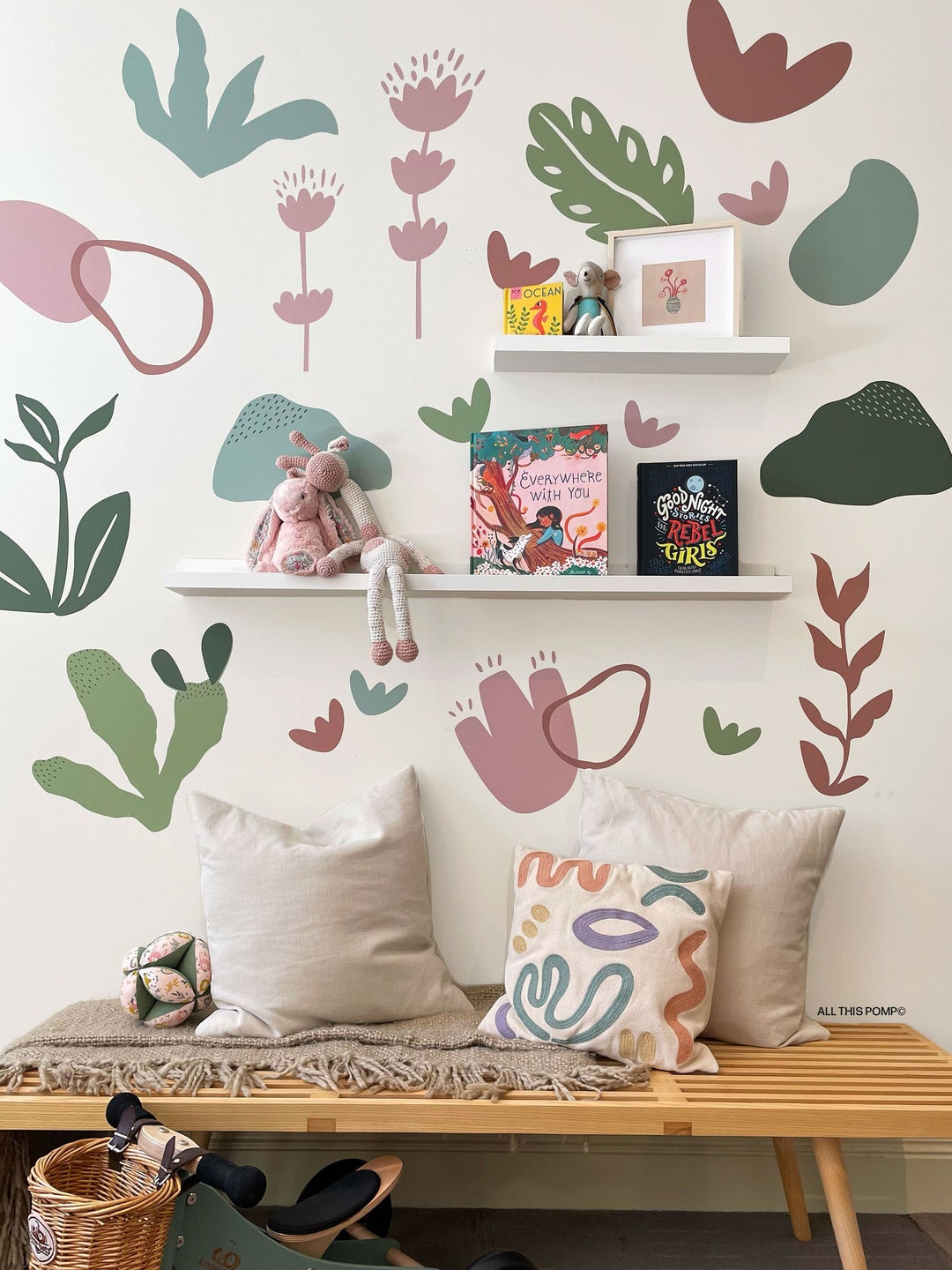 Flower Decals Nursery Decor Girl Pink Art Wall for Kids - Etsy