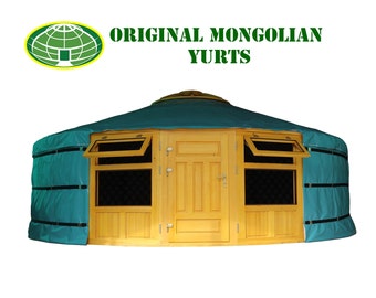 Original Mongolian Yurts in yellow wood exterior painting