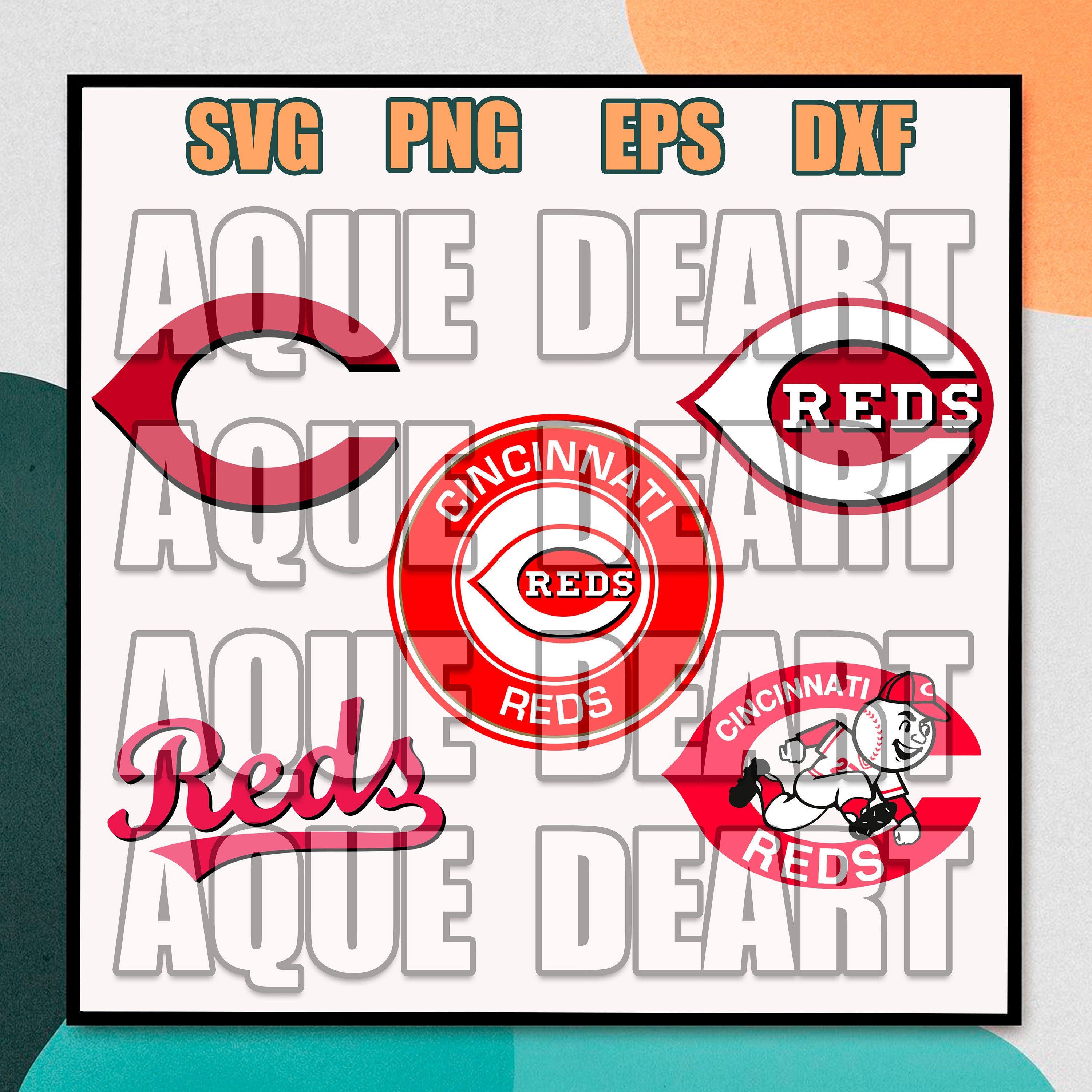 Cincinnati Reds logo Type Mr. Red Character MLB Baseball Die-Cut MAGNET