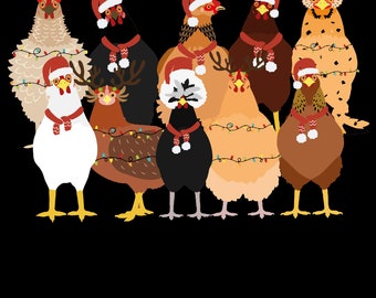 Cute Christmas Chickens PNG, Farm Chickens, Animals Christmas PNG, Cute Farmer Christmas PNG, Farm Animals Chickens Lover Gift