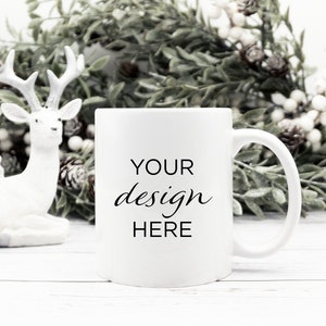 Lifestyle Mockup | Winter White Coffee Mug Mock up | Blank Mug Mockups | Personalized Mug | Gift Mug Christmas | Christmas Mugs