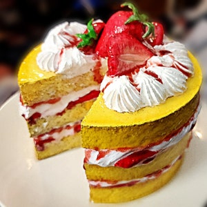 Realistically delicious FAKE strawberry short cake, cake!