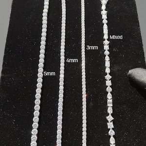 18K White Gold Tennis Bracelet, Round Cut Moissanite Diamond 925 Sterling Silver Tennis Bracelet, Dainty Anniversary Gifts for Men Women
