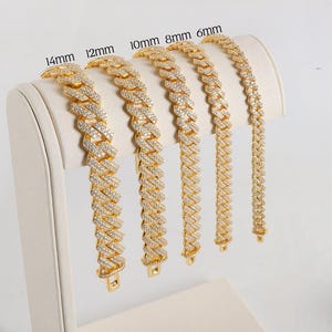 Moissanite Iced Out Miami Cuban Link Bracelet Pave Cuban Link 925 Silver Curb Chain Bracelet Gold Chain Bracelet Hip Hop Bracelet for Men