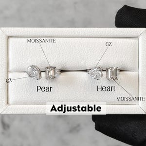 Toi et Moi Moissanite Ring Two Stone Engagement Ring 18K White Gold Anniversary Ring Double Stone Promise & Wedding Jewelry Gift for Her