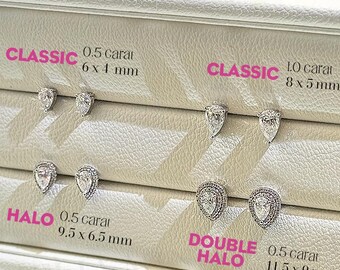 Classic Pear Cut Moissanite Stud Earrings, Minimalist Sterling Silver with Push Backs, Anniversary Gift for Women, Passes Diamond Tester