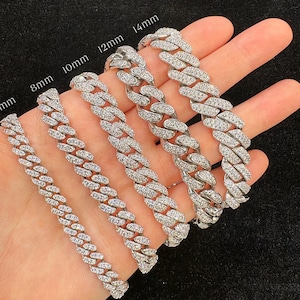 Moissanite Cuban Link Chain for Men Iced Out Bracelet 18K Gold Plated 925 Silver Bracelet  Birthday Gift for Women Passes Diamond Tester