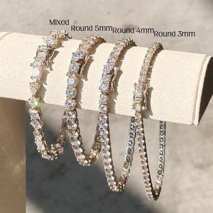 Moissanite Tennis Bracelet 18K White Gold 925 Sterling Silver Diamond Chain Elegant Gift for Her Gift for Love Anniversary Birthday Jewelry