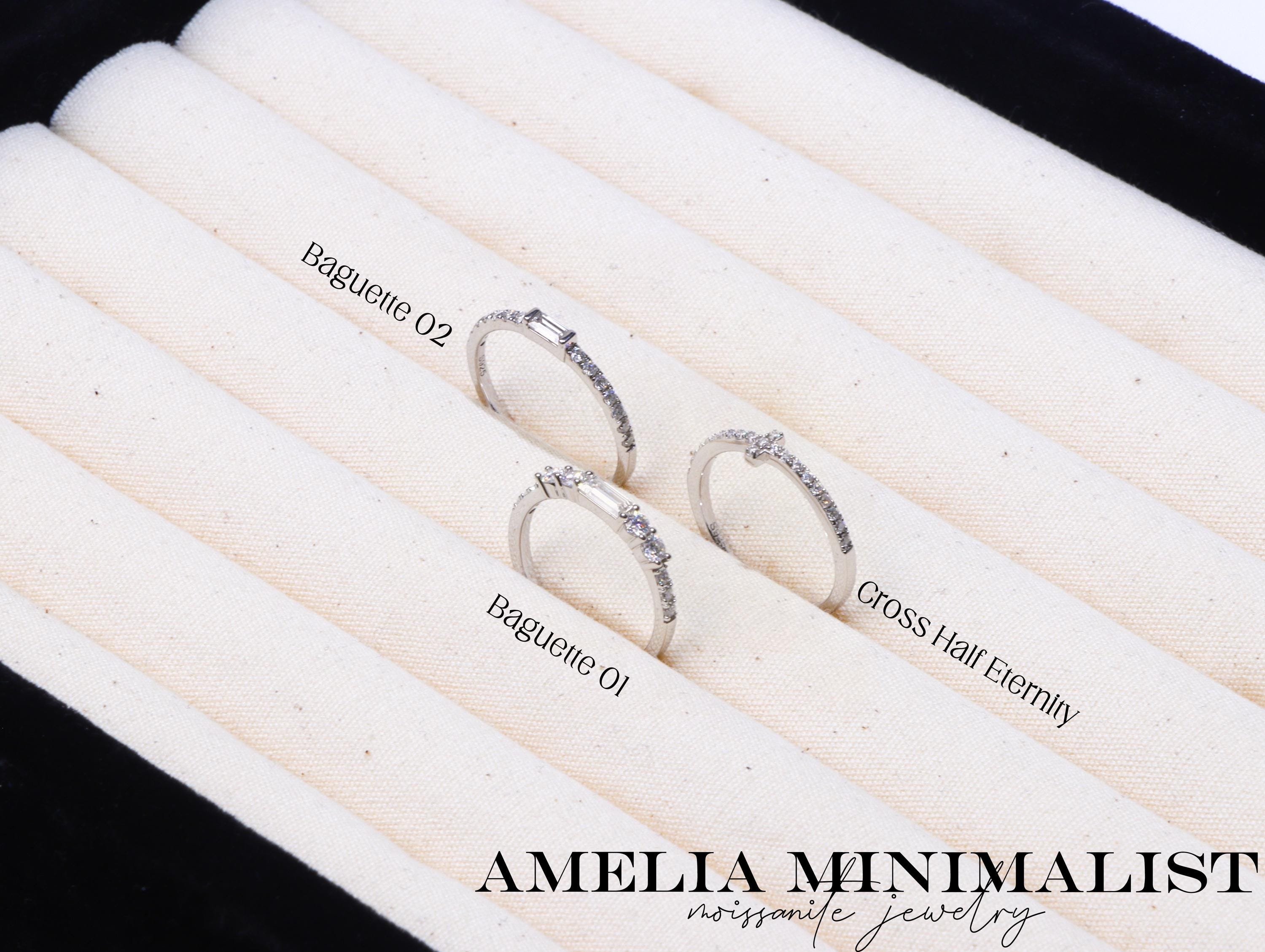 Bague Russe En Argent Avec 4 Carats De Zircone Double Baguette - Taille 7, Qualité Moissanite Simulant - Neuf