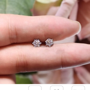 Moissanite D VVS1 Solitaire Stud Earrings 6 Prong Round Cut 18K Plated Silver Pushback Minimalist Jewelry Anniversary Gift Pass Diamond Test