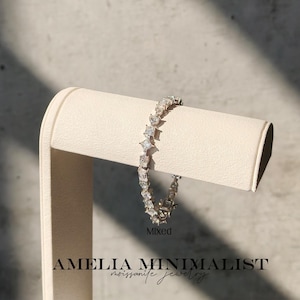 18K White Gold Moissanite Tennis Bracelet with 925 Sterling Silver, Sparkling Bracelet Anniversary Gift for Mom, Wife, Passes Diamond Tester