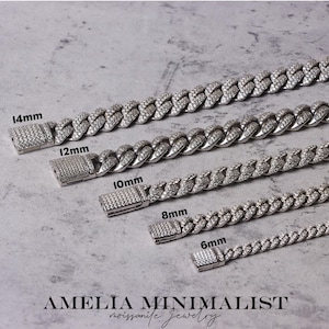 Moissanite Miami Cuban Link Bracelet 925 Sterling Silver Necklace for Him Iced Out Hip Hop Jewelry Rapper Style Birthday Gift for Men Women