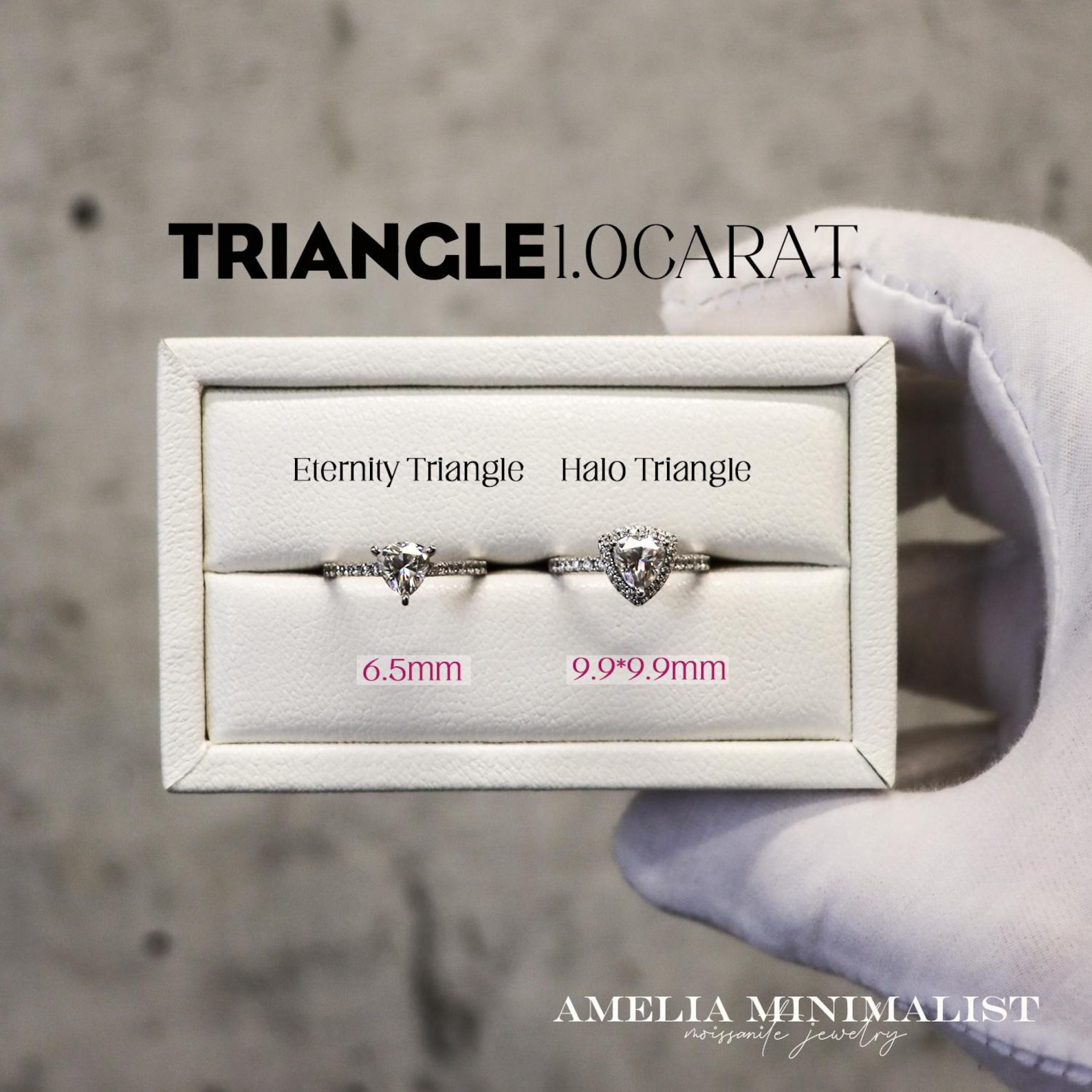 Trillion Cut Moissanite Engagement Ring, 925 Sterling Silver Triangle ...