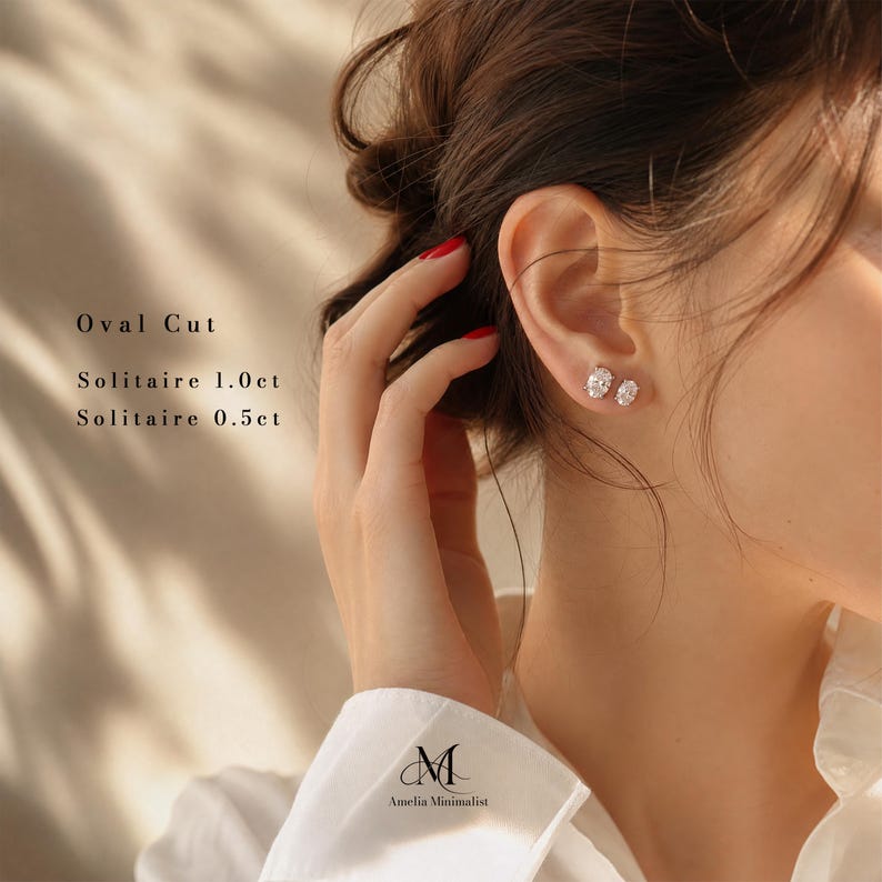 Pendientes de moissanita para mujer y hombre, corte ovalado, redondo o esmeralda, plata de ley 925 maciza, aptos para el probador de diamantes, un regalo elegante para ella. imagen 19