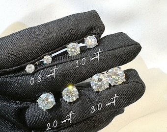 Moissanite Earrings Tiny Diamond Stud Earrings 18K Gold Plated Silver Pushback Solitaire Stud Round Cut Bridesmaid Gift Pass Diamond Tester