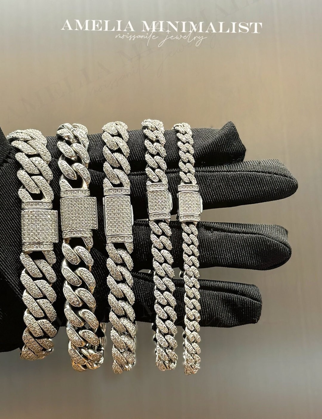 MOISSANITE Miami Cuban Link Chain Bracelet Necklace Hip Hop Rapper ...