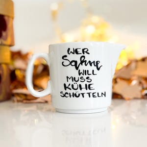 Milchkännchen Keramik, witzige Geschenke, Wer Sahne will muss Kühe schütteln, Milchkännchen, Tassentango, lustiger Spruch, Zucker und Milch