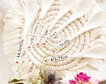 Porzellanlöffel, Löffel mit Namen, Namenslöffel, kleine Löffel aus Porzellan, Porzellan Löffel, Löffel Keramik, Eierlöffel, Keramiklöffel